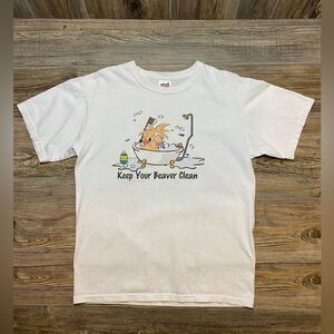 Vintage Rare Nickelodeon Angry Beavers Shirt Sz Medium “Keep Your Beaver Clean”
